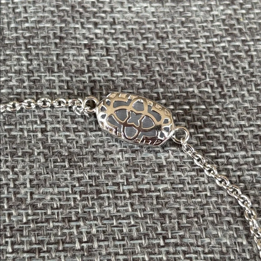 Kendra Scott Elaina Silver Adjustable Chain Bracelet Light Slate Gray Stone